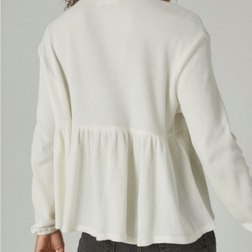 Brand New with Tags: Lucky Brand waffle peplum top XL - Picture 3 of 3